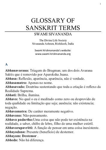 Glossary of Sanskrit Terms