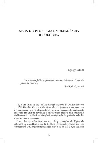 Marx e o problema da decadência ideológica