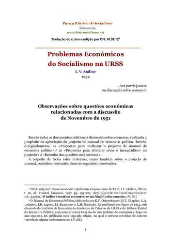 Problemas econômicos do socialismo na URSS