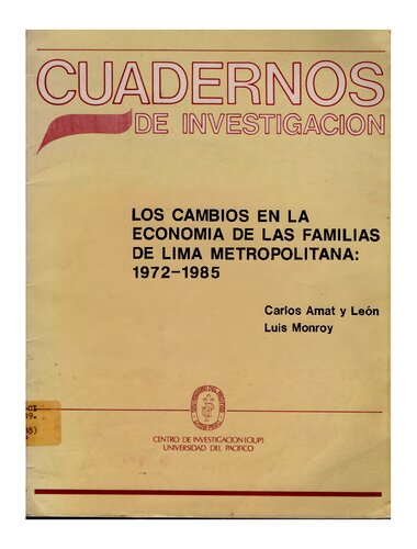 Los cambios en la economía de las familias de Lima Metropolitana: 1972- 1985