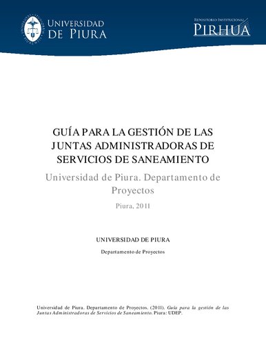 Guía para la gestión de las Juntas Administradoras de Servicios de Saneamiento (JASS)