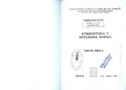 Etnohistoria y artesanía shipiba (Shipibo-Konibo, Pano)