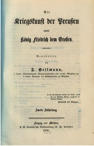 Die Kriegskunst der Preußen unter König Friedrich dem Großen