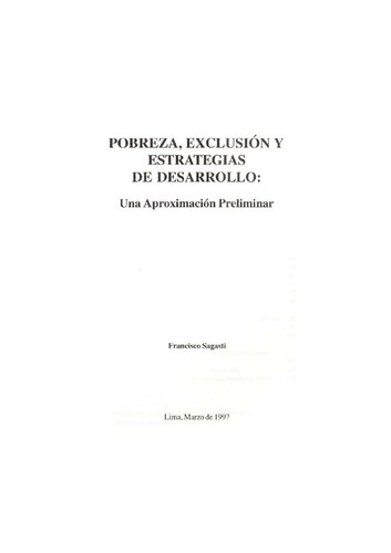 Pobreza, exclusión y estrategias de desarrollo: una aproximación preliminar