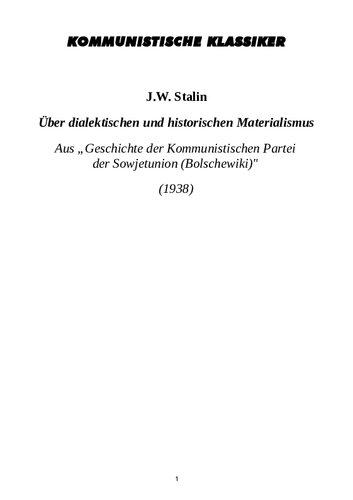 Über dialektischen und historischen Materialismus