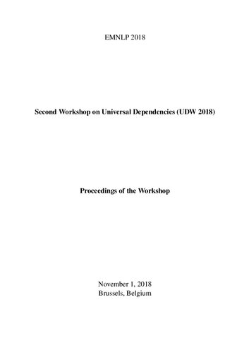 Second Workshop on Universal Dependencies (UDW 2018). Proceedings of the Workshop