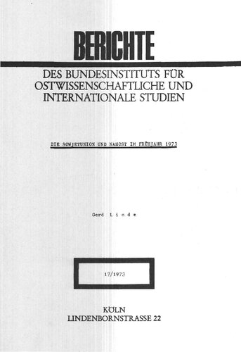 Die Sowjetunion und Nahost im Frühjahr 1973