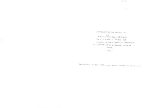 Grammaire de la langue lao