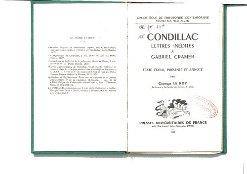 Lettres inédites à Gabriel Cramer