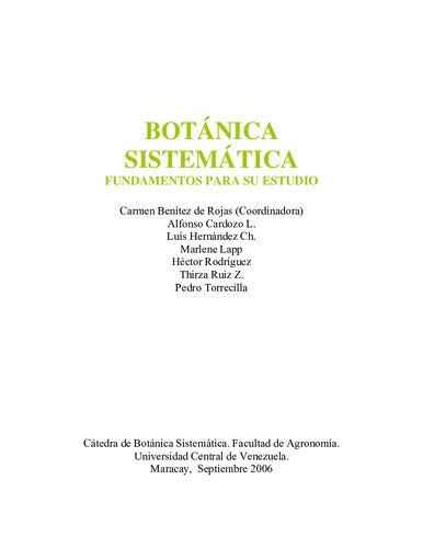 BOTÁNICA SISTEMÁTICA. FUNDAMENTOS PARA SU ESTUDIO