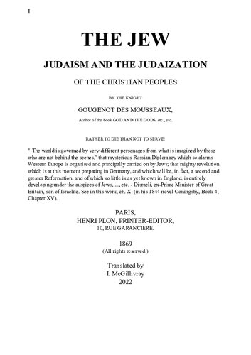 The Jew: Judaism and the Judaization of the Christian Peoples