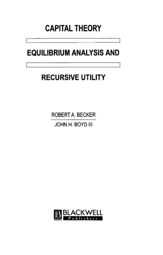 Capital theory, equilibrium analysis, and recursive utility