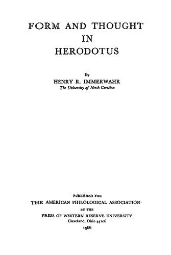 Form and Thought in Herodotus