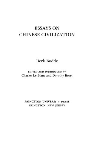 Essays on Chinese Civilization