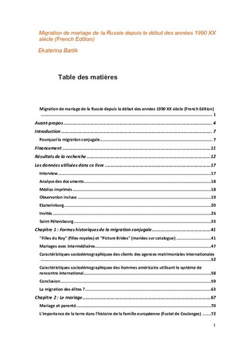 Migration de mariage de la Russie depuis le début des années 1990 ΧΧ siècle (French Edition)