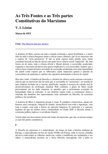 As três fontes e as três partes constitutivas do marxismo