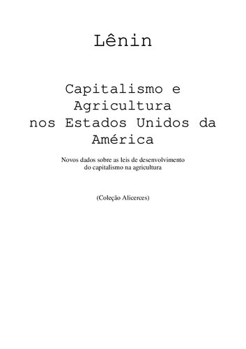 Capitalismo e agricultura nos Estados Unidos da América (EUA): novos dados sobre as leis de desenvolvimento do capitalismo na agricultura