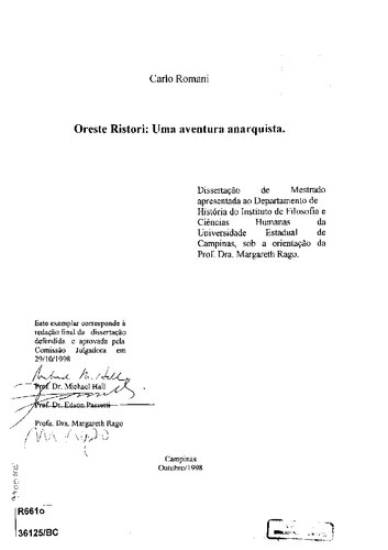 Oreste Ristori: uma aventura anarquista