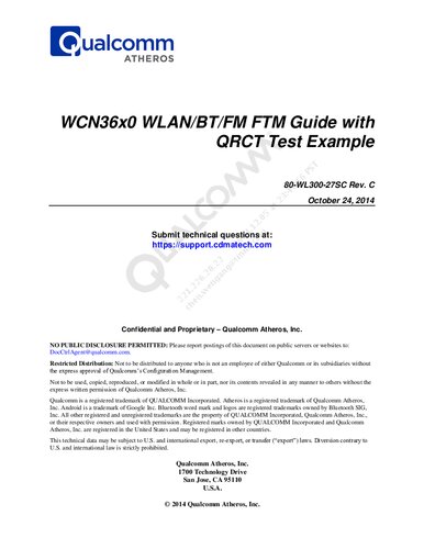 WCN36x0 WLAN/BT/FM FTM Guide with QRCT Test Example