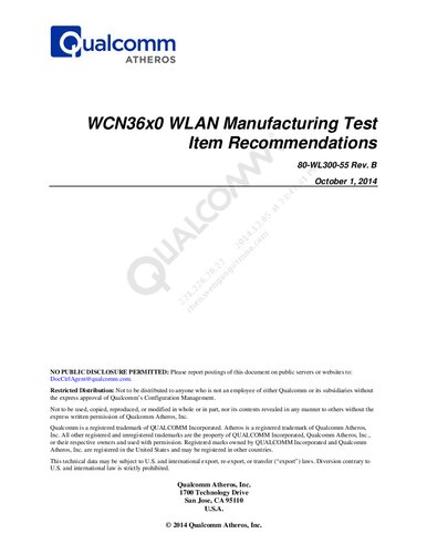 WCN36x0 WLAN Manufacturing Test Item Recommendations