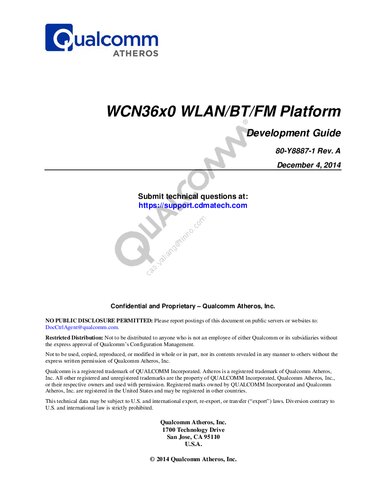 WCN36x0 WLAN/BT/FM Platform Development Guide