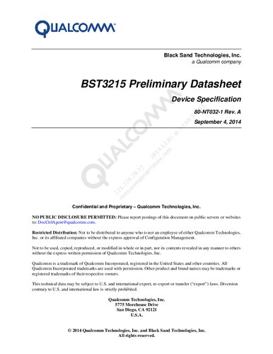 BST3215 Preliminary Datasheet Device Specification