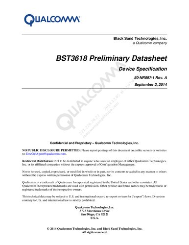 BST3618 Preliminary Datasheet Device Specification