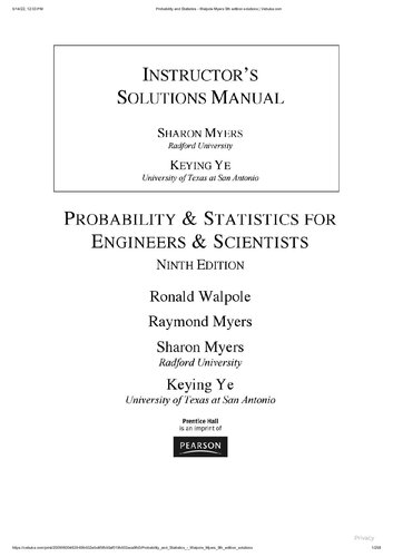 Probability & Statistics for Engineers & Scientists Solutions Manual