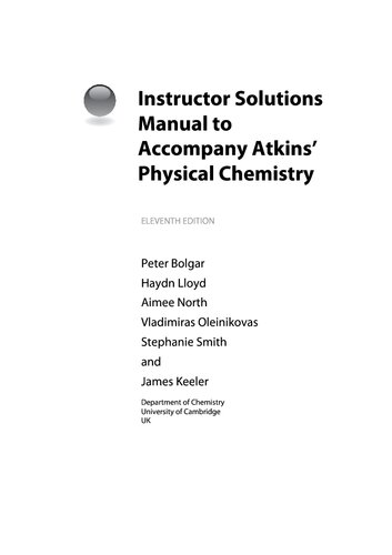 Instructor Solution to Atkins Physical Chemistry 11ed