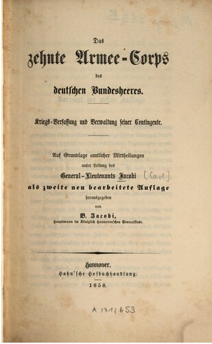 Das Zehnte Armee-Korps des deutschen Bundesheeres : Kriegsverfassung und Verwaltung seiner Kontingente