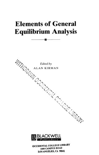 Elements of general equilibrium analysis