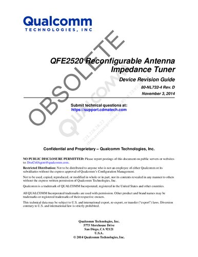 QFE2520 Reconfigurable Antenna Impedance Tuner Device Revision Guide