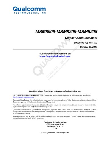 MSM8909-MSM8209-MSM8208 Chipset Annoucement