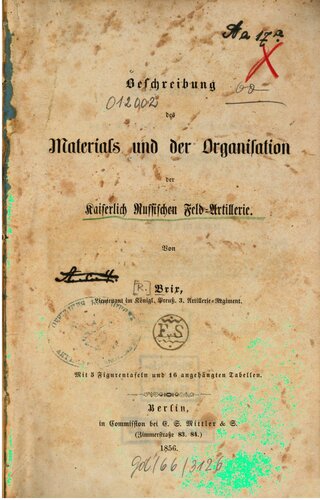 Beschreibung des Materials und der Organisation der Kaiserlich Russischen Feldartillerie