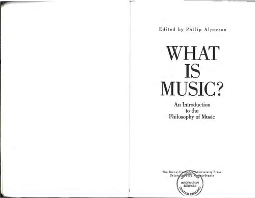 What Is Music? An Introduction to the Philosophy of Music