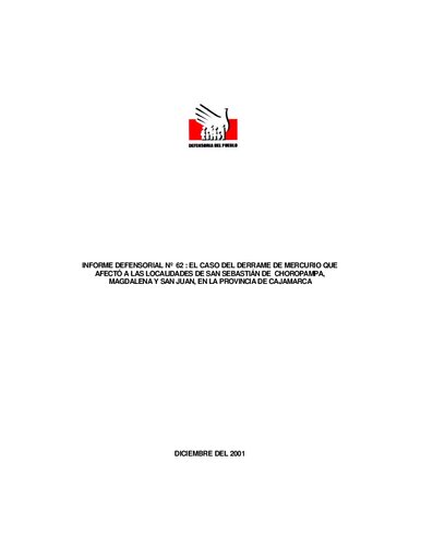 El caso del derrame de mercurio que afectó a las localidades de San Sebastián de Choropampa, Magdalena y San Juan, en la provincia de Cajamarca