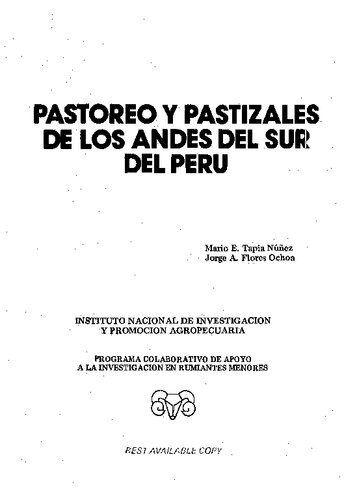 Pastoreo y pastizales de los Andes del sur del Perú