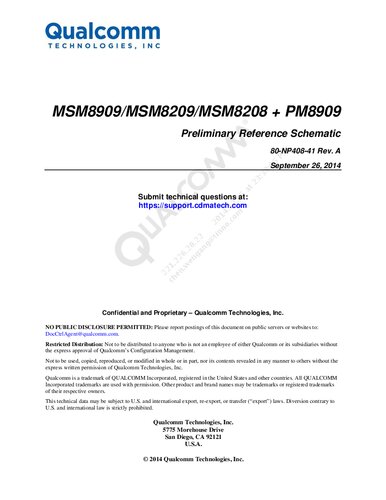 MSM8909/MSM8209/MSM8208 + PM8909 Preliminary Reference Schematic