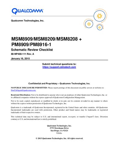 MSM8909/MSM8209/MSM8208 + PM8909/PM8916-1 Schematic Review Checklist