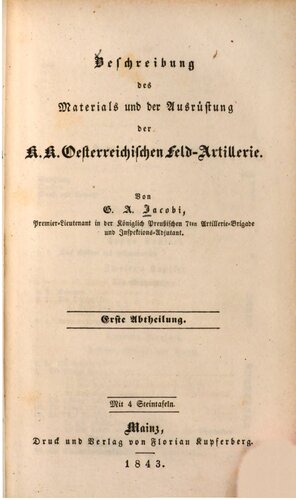 Beschreibung des Materials und der Ausrüstung der k. k. österreichischen Feldartillerie