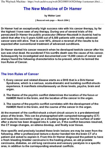 German New Medicine - Walter Last's Introduction of Iron Rules of Cancer by Dr Ryke Hammer / Caroline Markoline PhD