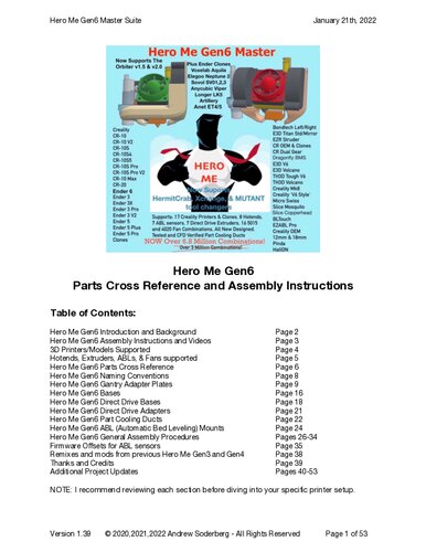 Hero Me Gen6 Parts Cross Reference and Assembly Instructions