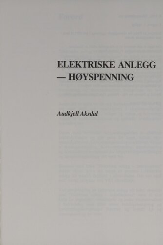 Elektriske anlegg - høyspenning