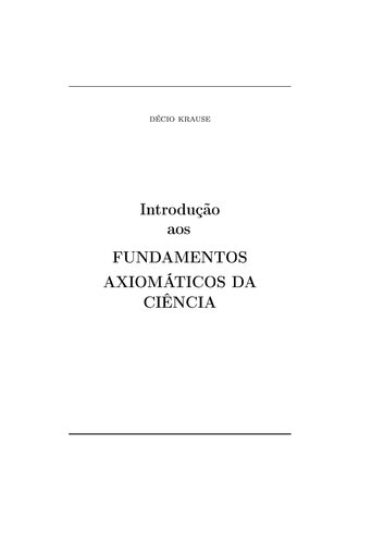 Introdução aos Fundamentos Axiomáticos da Ciência