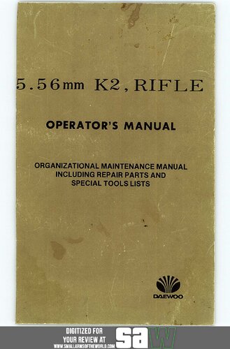 Daewoo K2 AR100 5.56mm Organizational Maintenance Manual