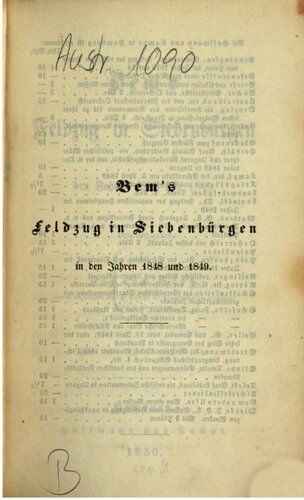 Bems Feldzug in Siebenbürgen in den Jahren 1848 und 1849