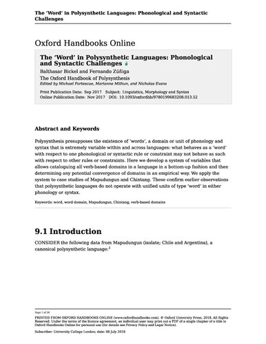 The 'Word' in Polysynthetic Languages: Phonological and Syntactic Challenges