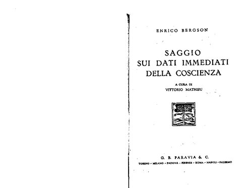 Saggio sui dati immediati della coscienza