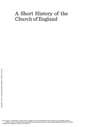 A Short History of the Church of England: From the Reformation to the Present Day