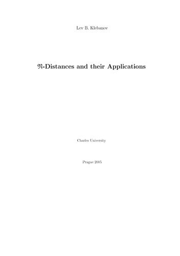 N-distances and Their Applications